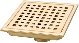 OEM Desag&uuml;e De Ducha Cuadrado Para Suelo, Acero Inoxidable 304, Acabado Dorado Cepillado, Rejilla Anti-escombros, Alto Caudal, 150 Mm - Ulisem