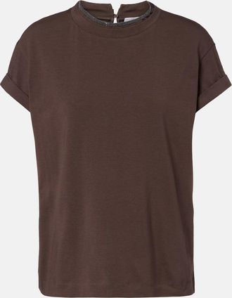 Brunello Cucinelli Monili cotton-blend T-shirt