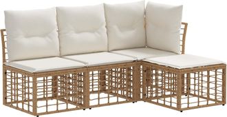 vidaXL Conjunto De Sof&aacute;s De Exterior Natural Poli&eacute;ster Vidaxl