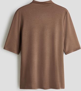 H&M Warming Turtleneck-T-Shirt in Slim Fit - Beige