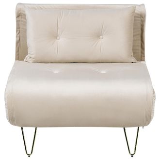 Beliani Beliani - Sof&aacute; Cama De Terciopelo Beige Claro Dorado 1 Plaza Sin Reposabrazos Coj&iacute;n Vestfold