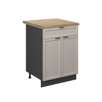 Vicco Mueble Bajo De Cocina Fame-line, Grisbeige, 60 Cm Con Caj&oacute;n, Et Roble