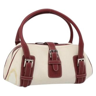 Loewe Pre-owned Canvas Handbag - Dames - Vintage Handtas - Beige - ONE Size - Leer - Vintage