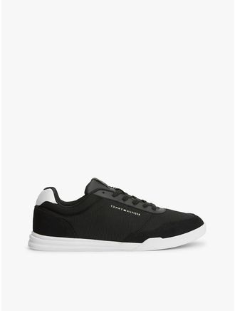 Tommy Hilfiger Mens Mixed-Media Low-Top Cupsole Sneaker - Black - US 10 / EU 43