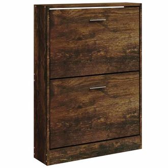 vidaXL Vidaxl - Mueble Zapatero Madera Contrachapada Roble Ahumado 59x17x81 Cm