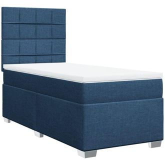 vidaXL Vidaxl - Cama Box Spring Con Colch&oacute;n Tela Azul 90x200 Cm