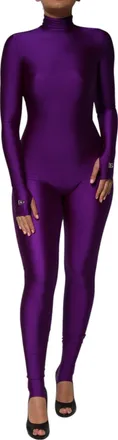 Dolce & Gabbana Womens Purple Nylon Turtleneck Bodycon Jumpsuit Dress Elastane