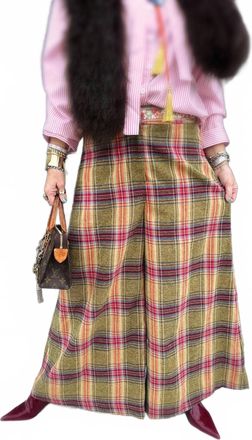 Aratta Seasons Pants In Olive Plaid Combo