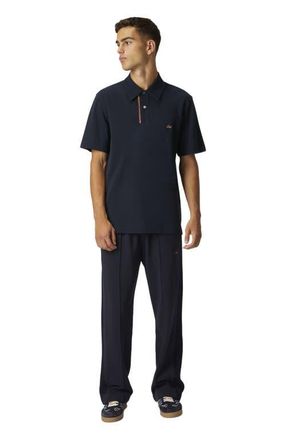 Missoni Solid Color Cotton Piqu&eacute; Polo Shirt With Zigzag Embroidery And Contrasting Detail in Blue at Nordstrom, Size X-Large