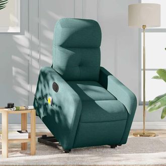 vidaXL Vidaxl - Sill&oacute;n Masaje El&eacute;ctrico Reclinable Elevable Tela Verde Oscuro
