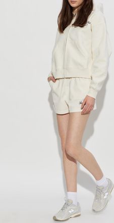 Sporty & Rich Sweat Shorts With Embroidered Logo, Womens, Cream