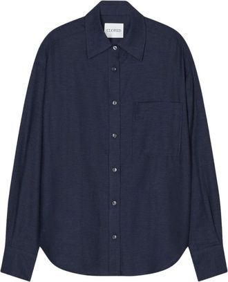 Closed Oversized Katoen-Kasjmier Blouse - Dames - Overhemden - Blauw - S - Katoen - Overhemden