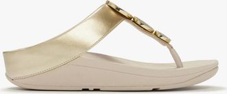 FitFlop Womens FitFlop HALO BEAD Womens Toe-Post Sandals Platino - Gold - Size: 3