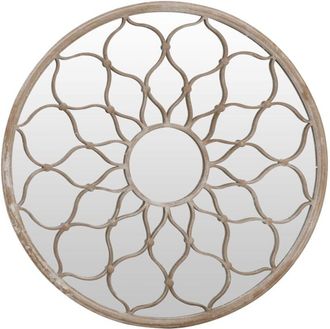 vidaXL Garden Mirror Sand 40x3 cm Iron Round for Outdoor Use vidaXL