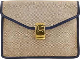 Celine Beige Canvas Clutch Bag (Pre-Owned)