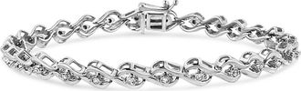 House of Brilliance Silver 1/10 Cttw Round-Cut Diamond Links of Flame Bracelet in White at Nordstrom