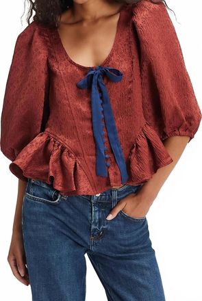 Free People Pamela Bow Top In Spiced Rum