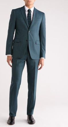 John Varvatos Solid Stretch Wool Suit in Green at Nordstrom Rack, Size 40 Regular