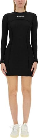 Palm Angels Slim Fit Katoenen Mini Jurk - Dames - Korte kleedjes - Zwart - M - Katoen - Kleedjes