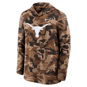 Nike Texas 2026 Military Appreciation Nike Mens Dri-FIT College Long-Sleeve Hooded Top in Brown | 03B92EATXE-954