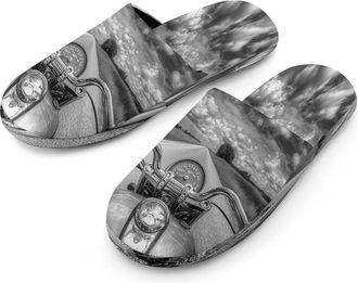 Generic Motorcycle Mens Cotton Slippers Memory Foam Comfort House Shoes Winter Indoor Slipper for Hotel Casa Spa