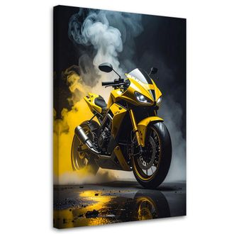 Feeby Cuadro En Lienzo, Motocicleta Amarilla Motocicleta, 80x120