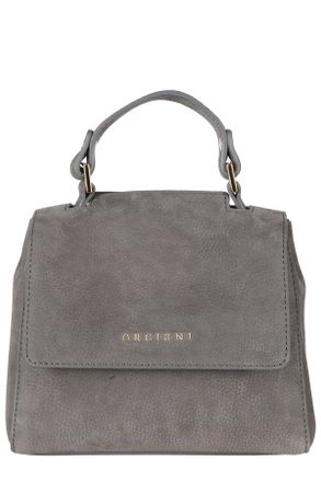 Orciani Charcoal Sveva XS Nabucco Embossed Leather Handbag