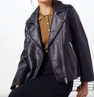 Sams&oslash;e & Sams&oslash;e Womens Welter Leather Jacket In Black