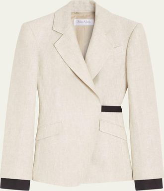 Max Mara Neutro Wrap-Front Linen Drill Blazer