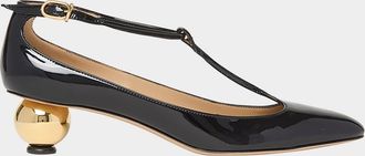 Ferragamo Tania Patent T-Strap Pumps