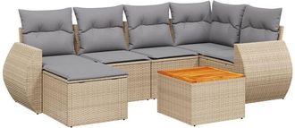 vidaXL Set Sof&aacute;s De Jard&iacute;n 7 Piezas Y Cojines Rat&aacute;n Sint&eacute;tico Beige Vidaxl