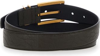 Saint Laurent Womens Belt Cassandre Brown Leather