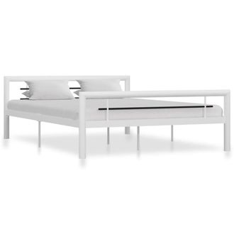 Berkfield Home Bed Frame White & Black Metal 160x200 cm