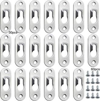 OEM 30 Perchas Ranuradas - Perchas Met&aacute;licas De 44 Mm X 16 Mm Con 60 Tornillos Autorroscantes Para Decoraci&oacute;n De Paredes Y Fijaci&oacute;n De Muebles