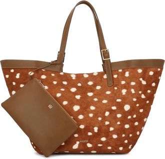 Kazar Grote Handtas met Natuurlijke Haartextuur - Dames - Shoppers - Bruin - ONE Size - Leer - Tassen