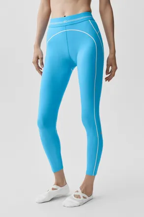 Alo | Airbrush High-Waist 7/8 Heart Throb Legging in Azure Blue/White, Size: Medium