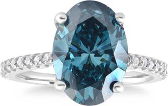 Pompeii3 2 1/3Ct Blue Oval Diamond Engagement Ring in 14k White Gold Lab Grown