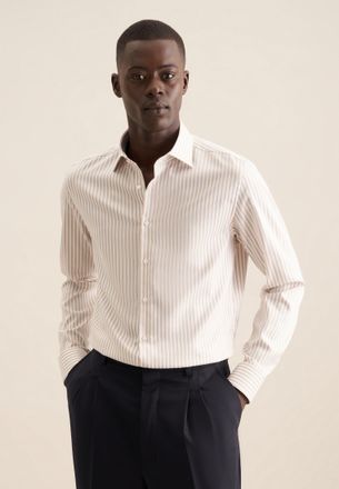 Seidensticker Businesshemd SEIDENSTICKER Schwarze Rose, Herren, Gr. L (42), normale &Auml;rmell&auml;ngen, beige (sand), 100% Baumwolle, gestreift, slim fit, 2-Knopf-Manschet