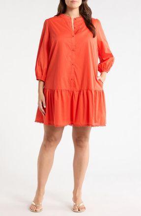 Sugarlips Yamila Ruffle Cotton Minidress in Tomato at Nordstrom, Size 2X