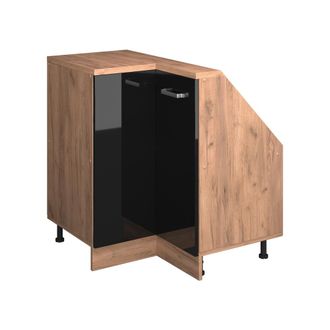Vicco Armario Para Techo Inclinado Armario De Esquina Rion, Roble Negro/dorado De Alto Brillo, 75.6 X 81.6 Cm Con 1 Puerta, Vicco