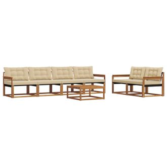 vidaXL Conjunto De Sof&aacute;s De Exterior Con Coj&iacute;n 7 Pcs Natural Y Beige Vidaxl