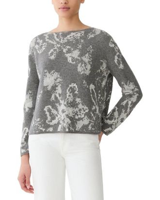Lafayette 148 New York Bateau Neck Jacquard Wool & Cashmere-Blend Sweater