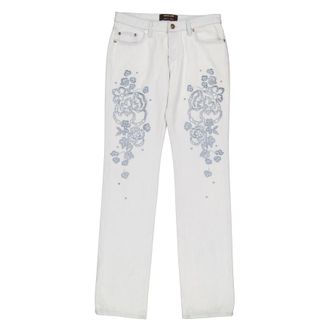 Roberto Cavalli Embroidered Stretch-Denim Jeans, Brand Size 44 ( US Size 10 )