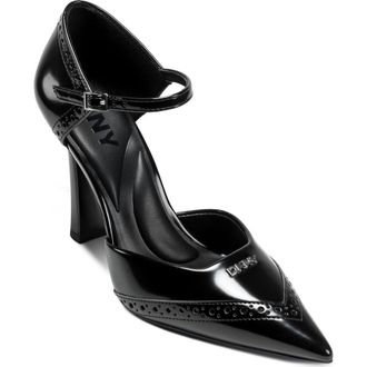 DKNY Carmyn Ankle Strap Pointed Toe Pump in Black at Nordstrom Rack, Size 8