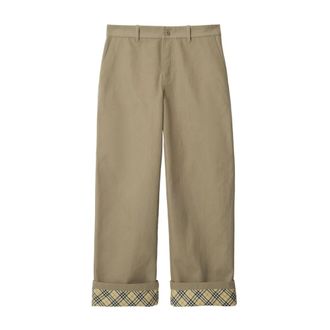 Burberry Straight Trousers, male, Beige, M, Relaxed-Fit Trousers with Wide Leg