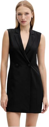 A|X Armani Exchange Jurk met dubbele knopenrij - Dames - Korte kleedjes - Zwart - S - Polyester - Kleedjes