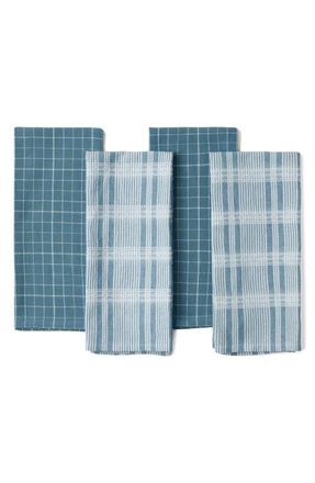 Coyuchi Clarendon Set of 4 Organic Cotton Kitchen Towels in Cerulean at Nordstrom