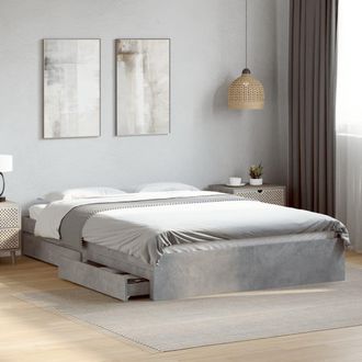 Berkfield Home Bed Frame with Drawers without Mattress Concrete Grey 150x200 cm King Size