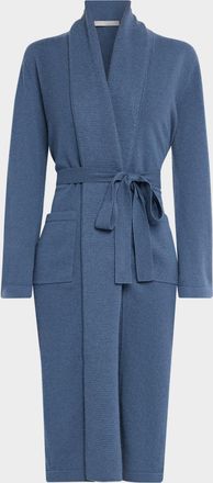Neiman Marcus Cashmere Waffle Shawl-Collar Robe
