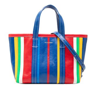Balenciaga Pre-owned Balenciaga Small Lambskin Striped Barbes East West Shopper Tote Ladies 08ETP9JOG73NARZI